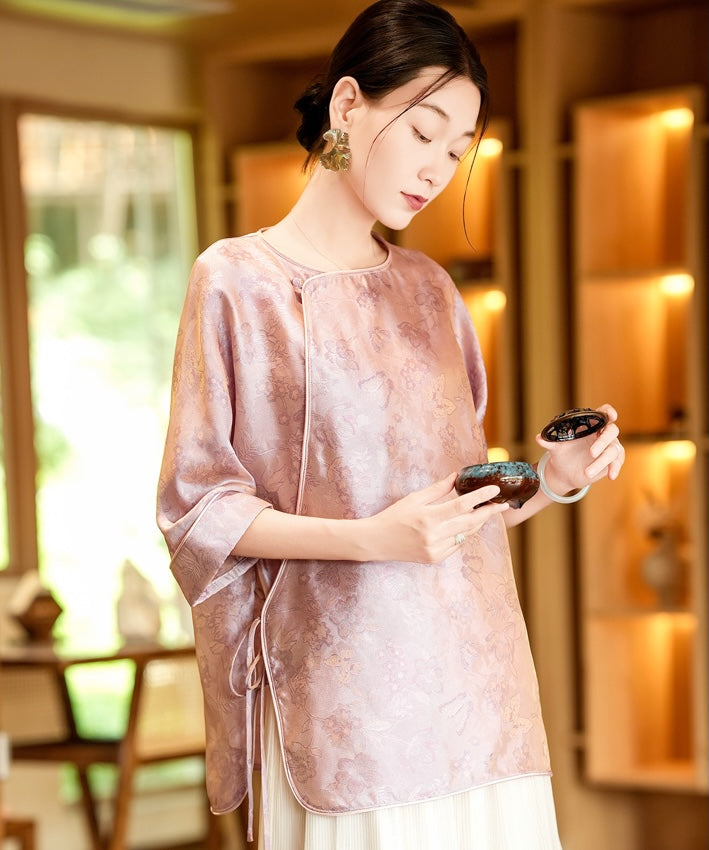 Rose Dusk Silk Cheongsam Top