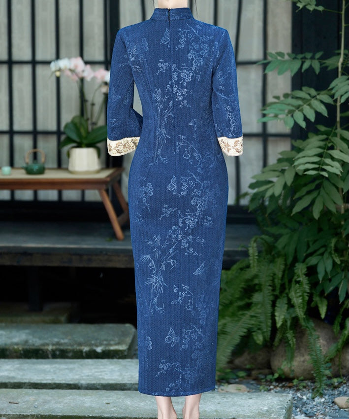Orchid Bloom Blue Cheongsam
