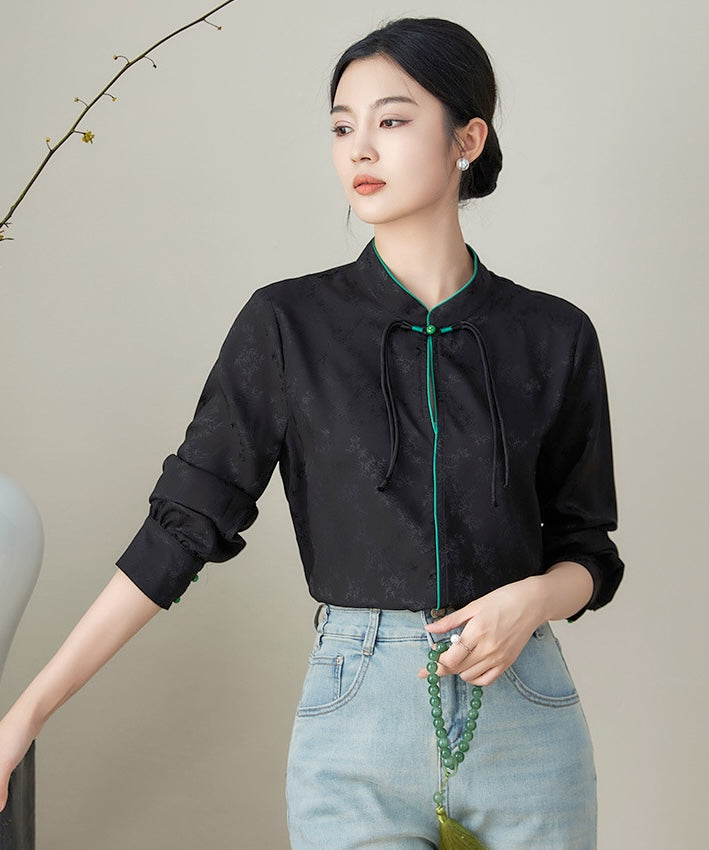 Bamboo Leaf Jacquard Cheongsam Shirt