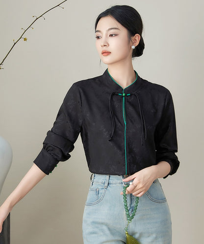 Bamboo Leaf Jacquard Cheongsam Shirt