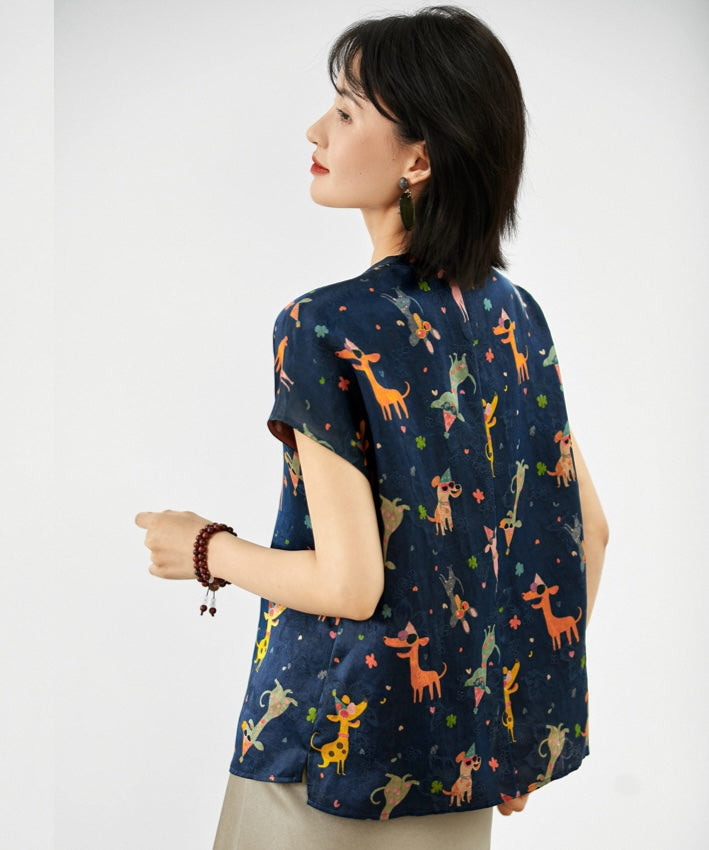 Midnight Menagerie Modern Oriental Silk Top