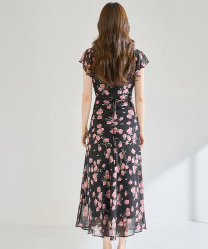Midnight Rose Chiffon Dress