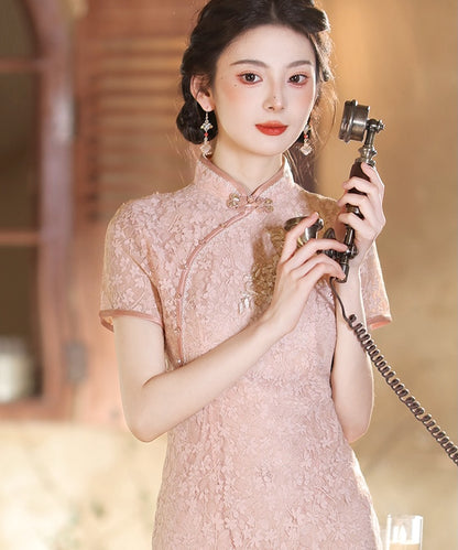 Dusty Pink Lacey Cheongsam
