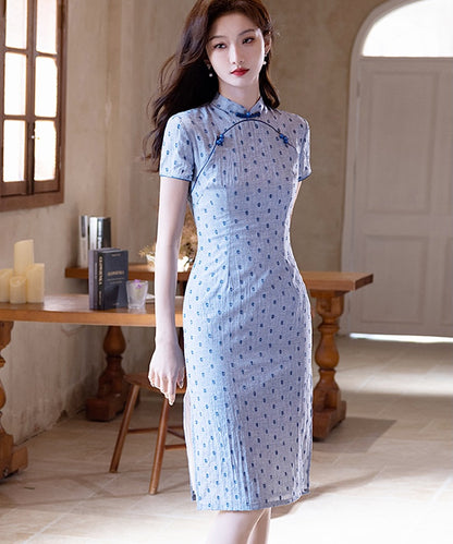 The Sweet Blue Polka Cheongsam