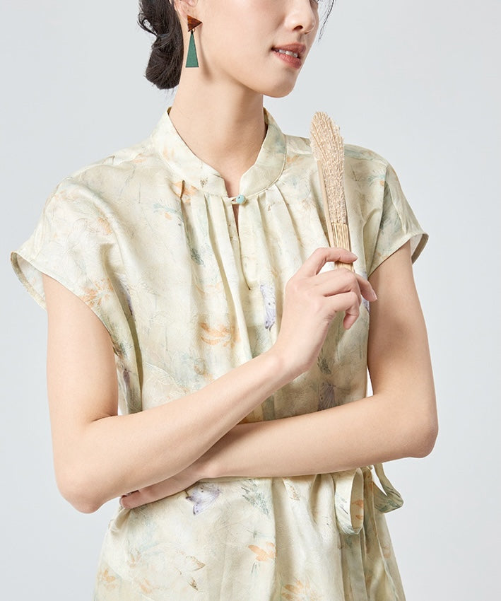 Robe Cheongsam en mélange de soie Lady Willow