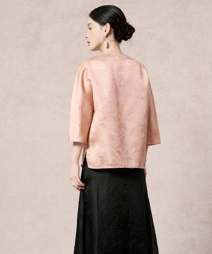 Peach Lustre Silk Cheongsam Top