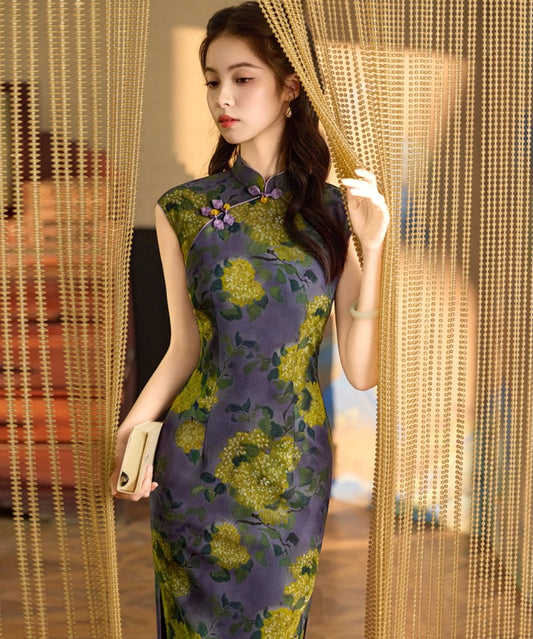 Violetta Hydrangea Cheongsam