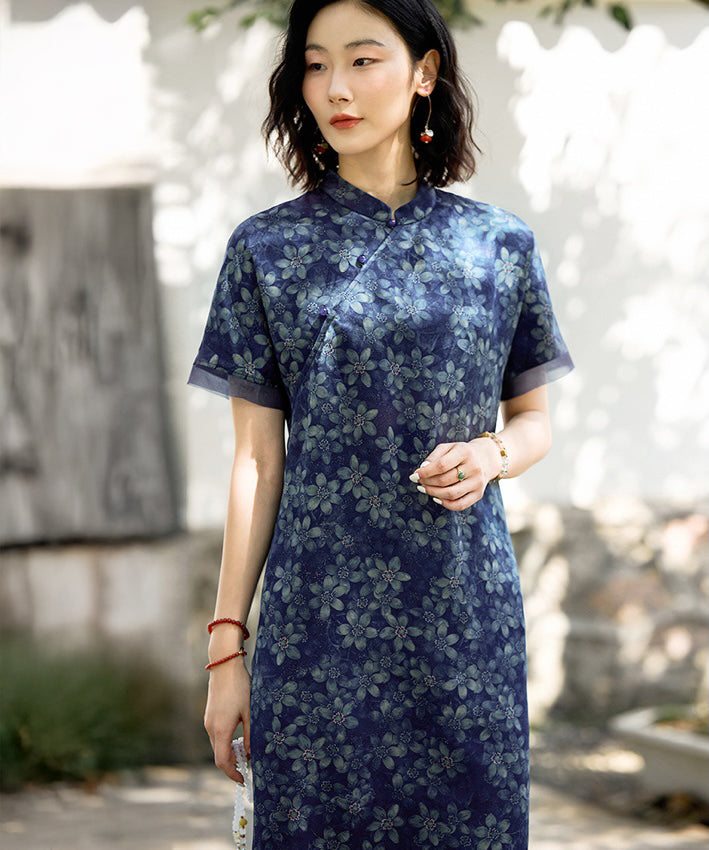 Moonlit Cheongsam Silk Dress