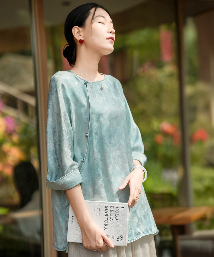Soft Verdure Silk Cheongsam Top