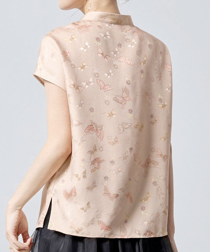 Butterfly Veil Silk Cheongsam Top