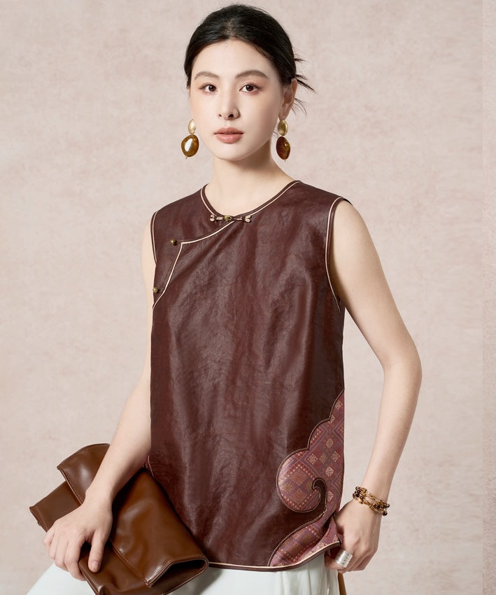 Cinnamon Arc Silk Cheongsam Top