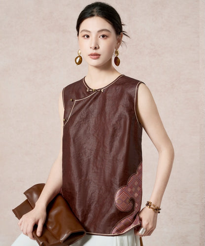Cinnamon Arc Silk Cheongsam Top