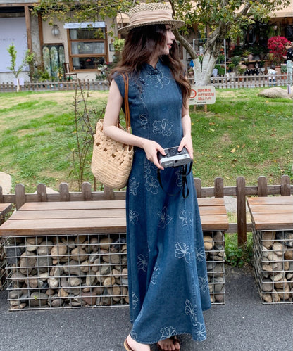 Mila Denim Cheongsam Dress