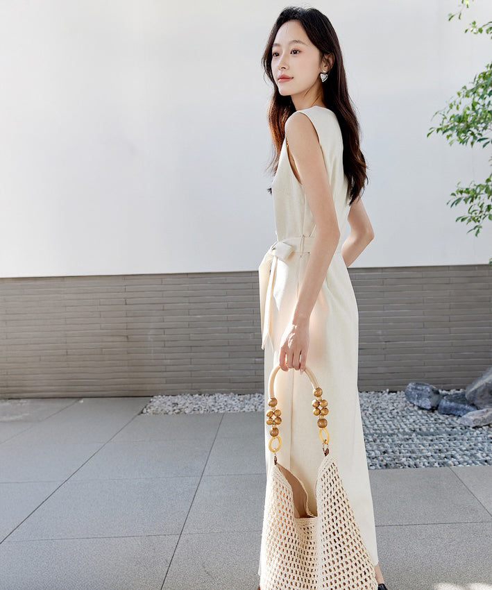 Luna Belted Linen Midi Dress