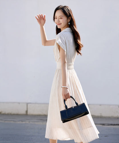 Elena Striped Wrap Midi Dress