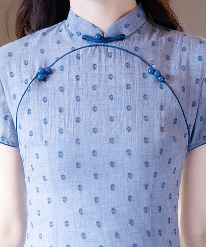 The Sweet Blue Polka Cheongsam