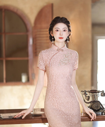 Dusty Pink Lacey Cheongsam