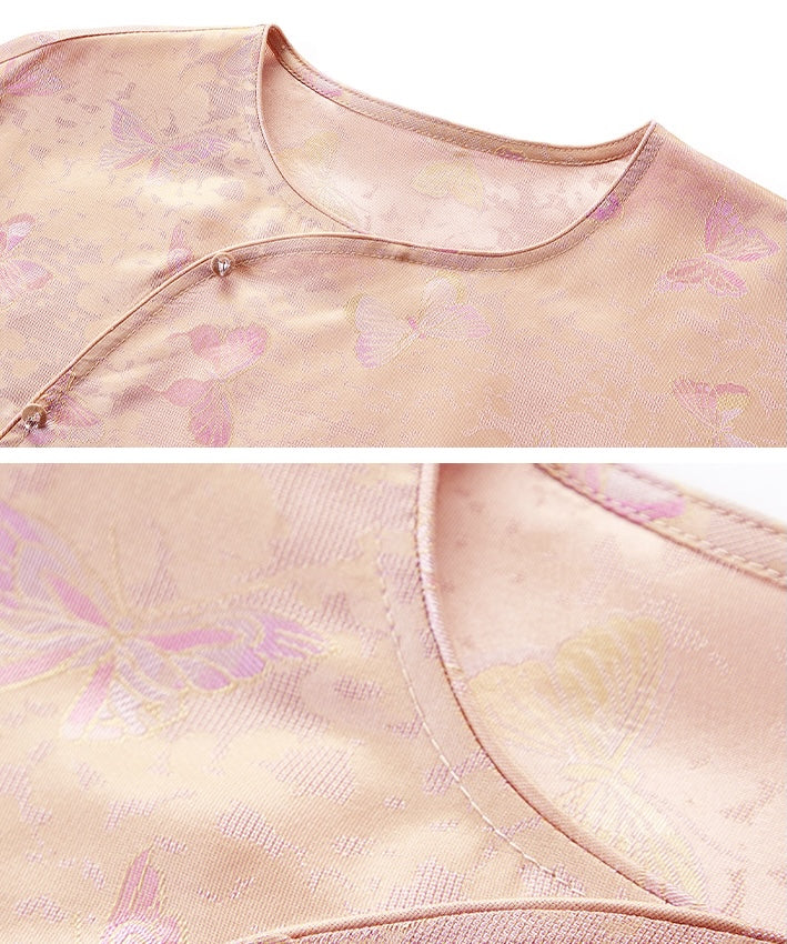 Peach Lustre Silk Cheongsam Top