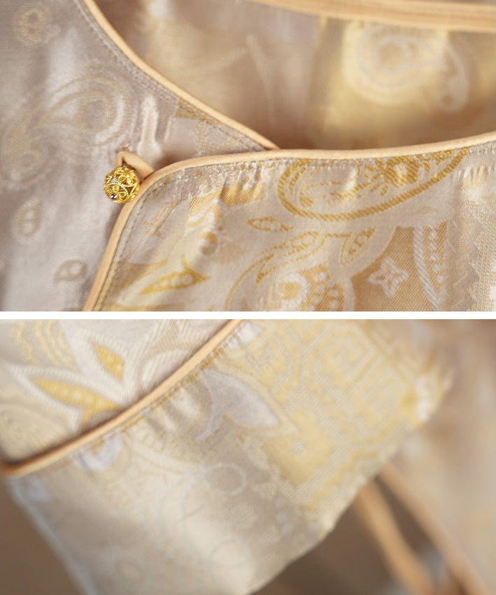 Golden Reverie Silk Oriental Top