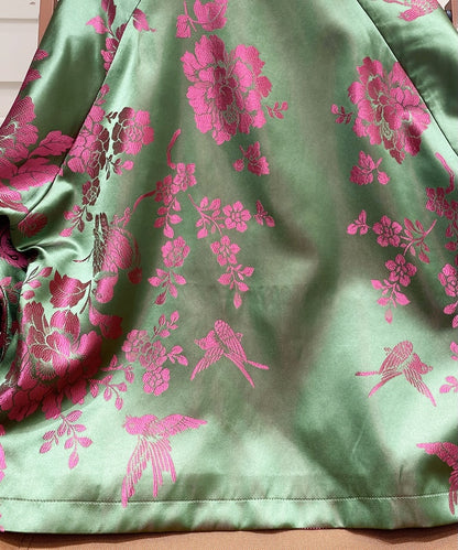 Emerald Pink Green Jacquard Cheongsam Jacket