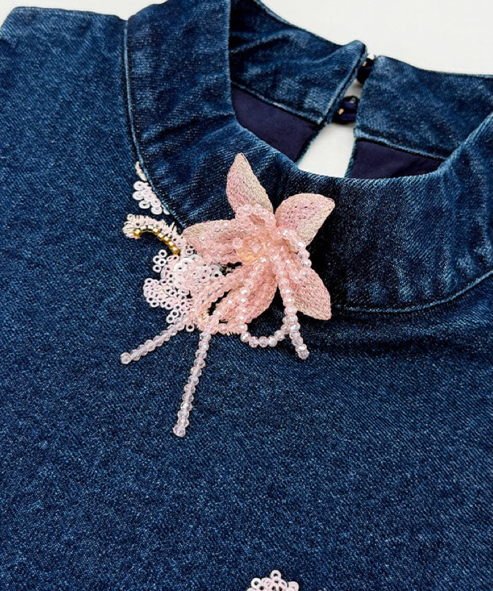 Mila Indigo Denim Cheongsam Set