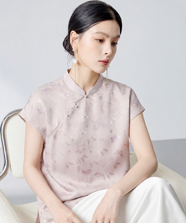 Butterfly Veil Silk Cheongsam Top