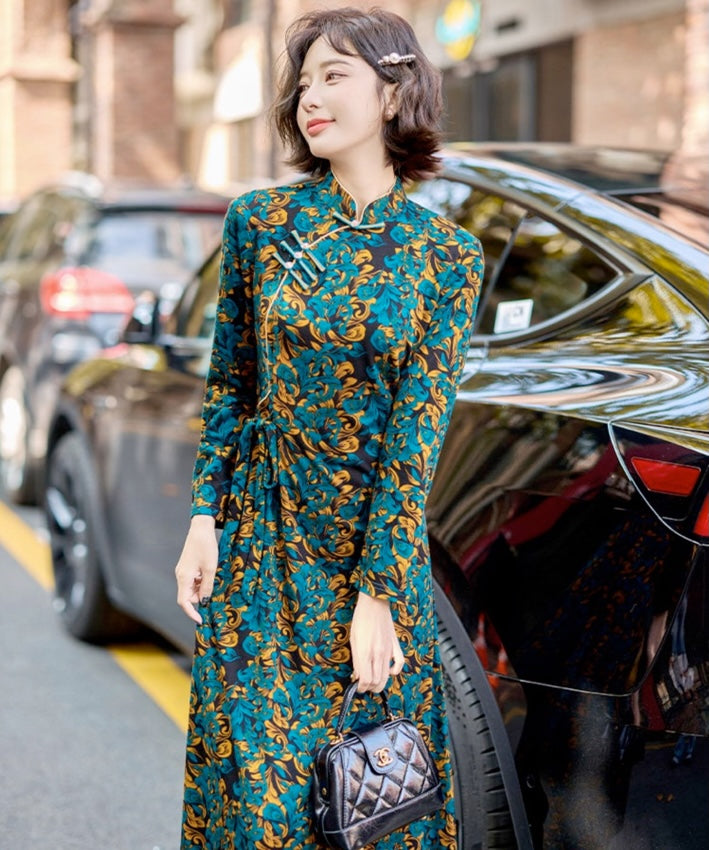 Emerald Baroque Cheongsam Dress