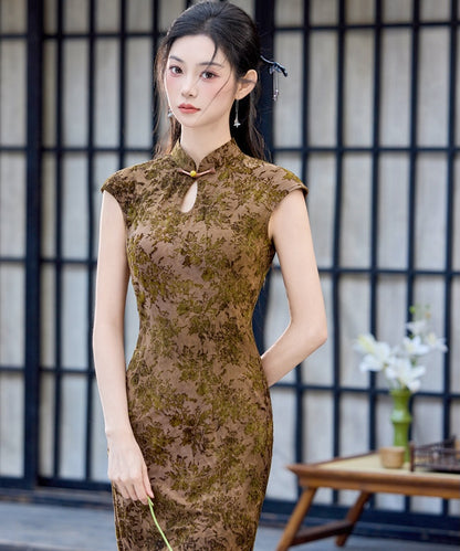 Moss Brocade Jade Cheongsam