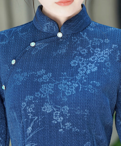 Orchid Bloom Blue Cheongsam