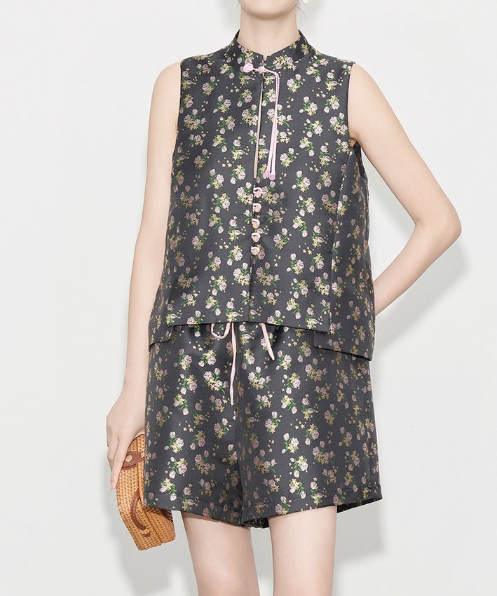 Midnight Blossom Cheongsam Set
