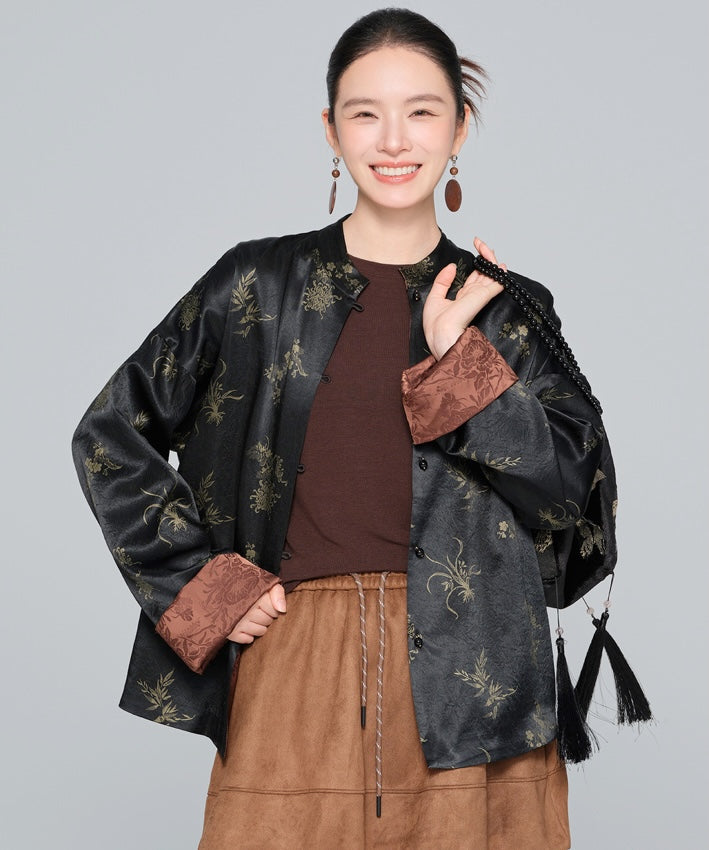 Midnight Blossom Cheongsam Jacket