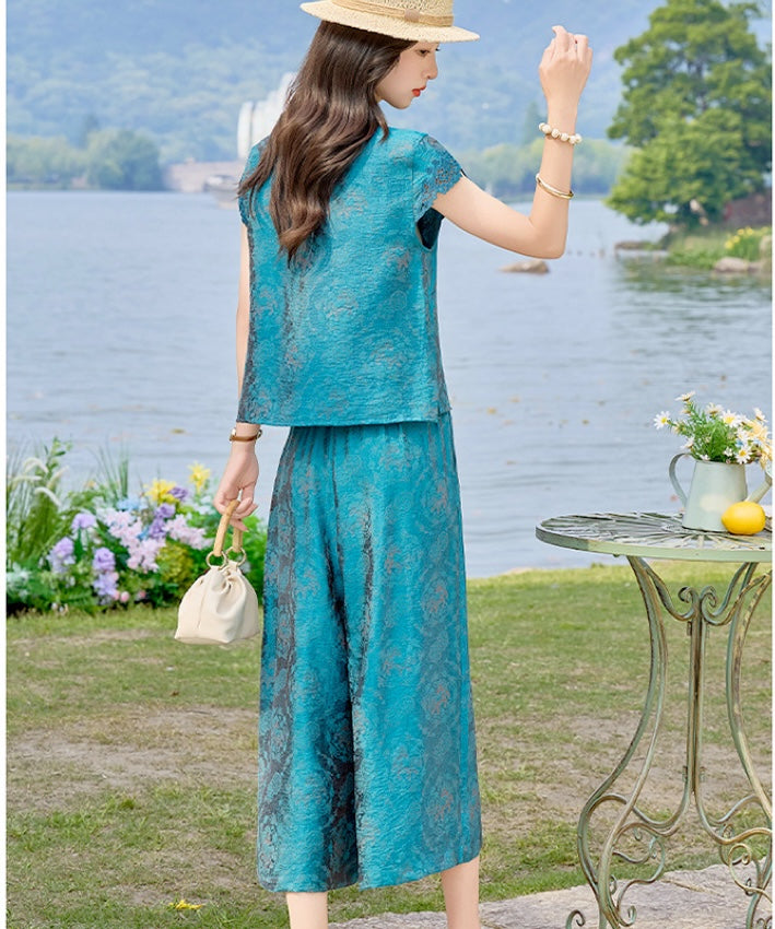Cyrene Azure Cheongsam Set
