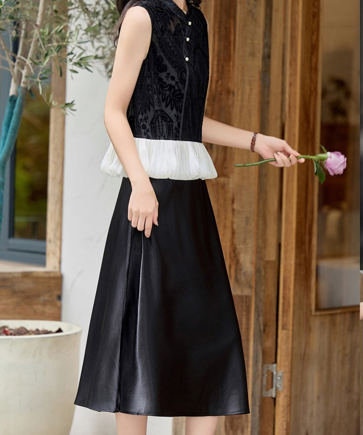 Noir Belle Cheongsam Top & Strap Dress Set
