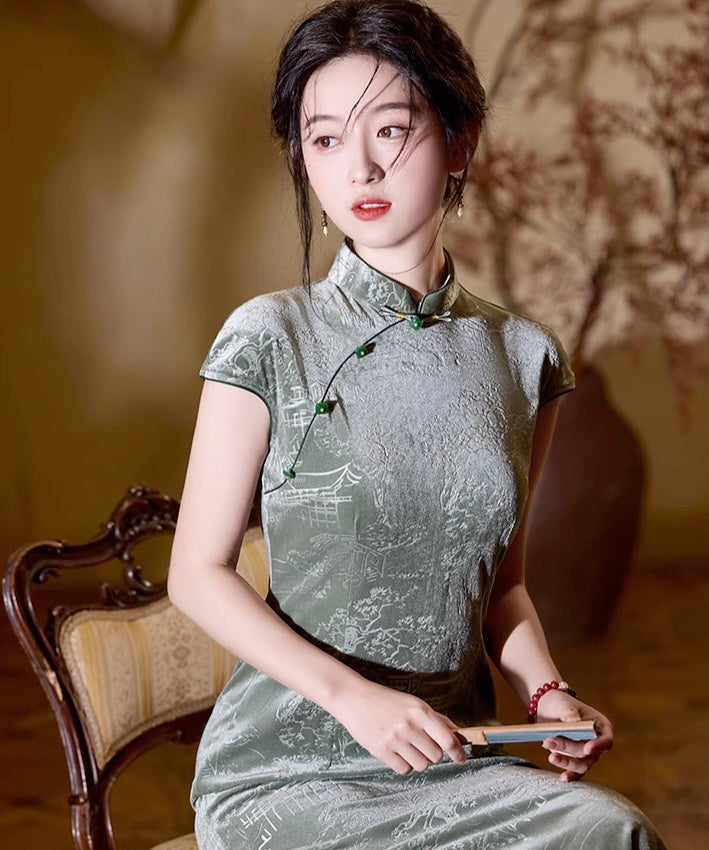 Velvety Emerald Cheongsam