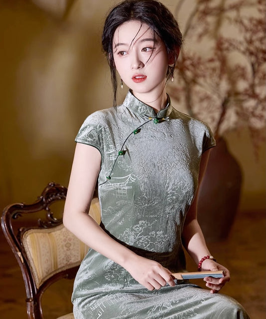 Velvety Emerald Cheongsam