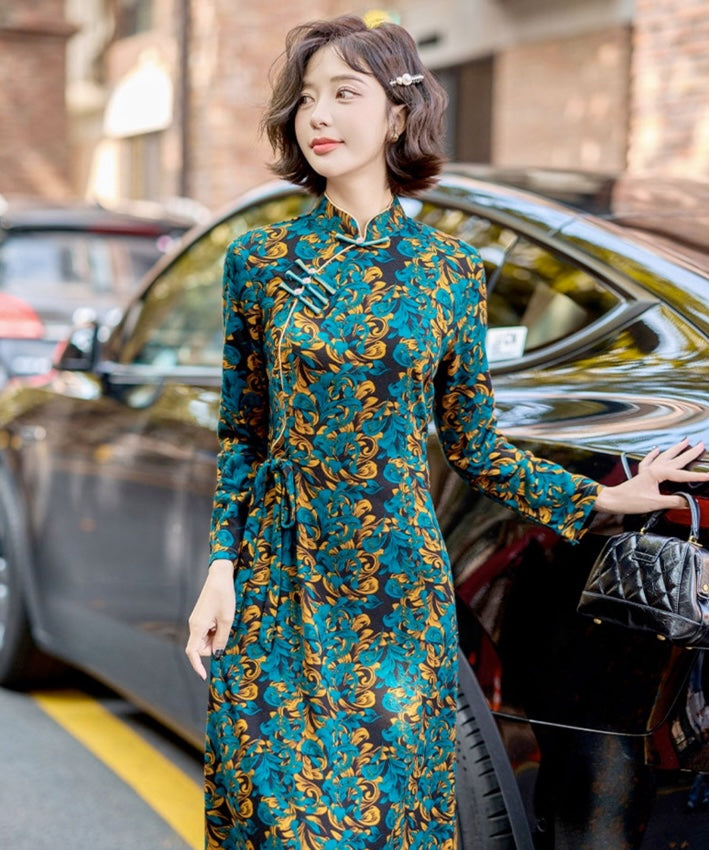 Emerald Baroque Cheongsam Dress