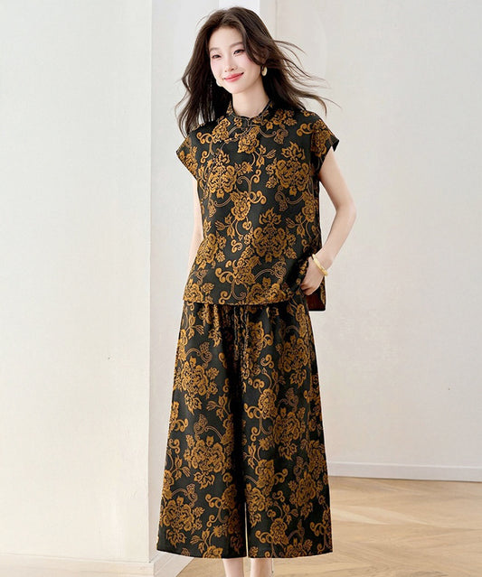 Imperial Midnight Brocade Cheongsam Set