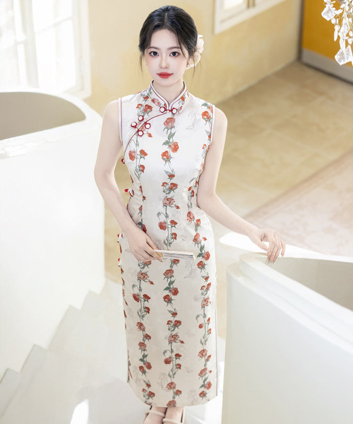 Ivory Rose Vine Cheongsam