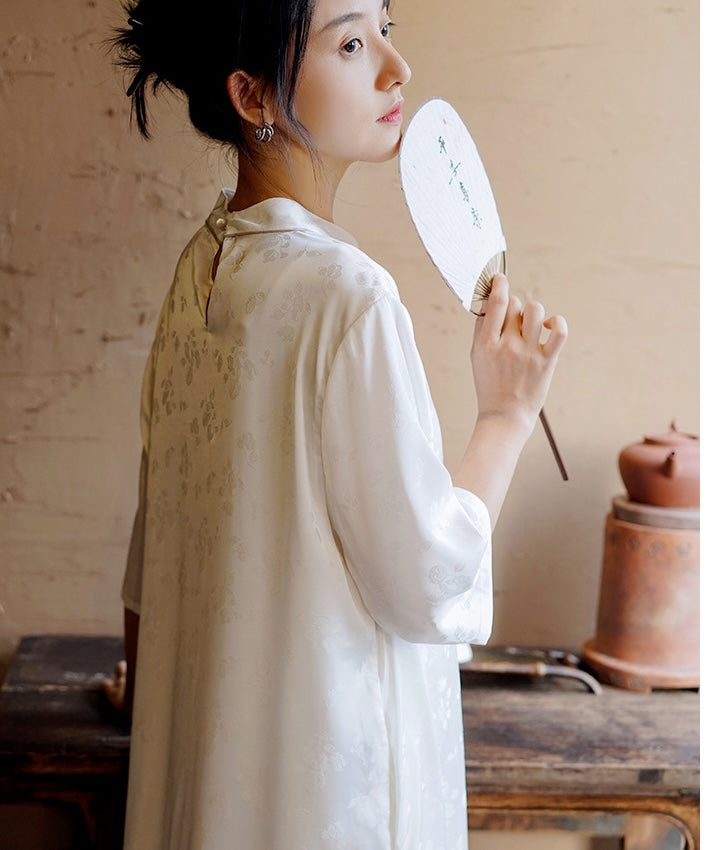 Cloud Whisper Cheongsam Dress