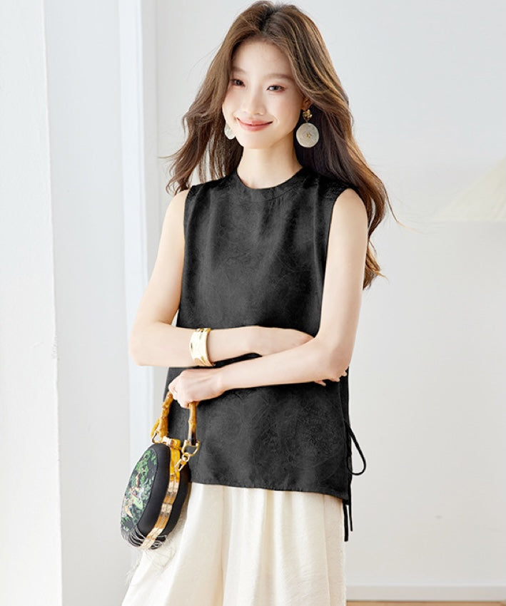 Solenne Mandarin Collar Top