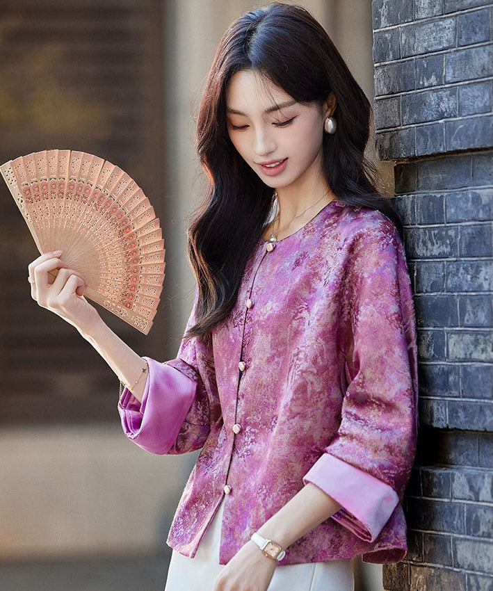 Veste qipao en brocart équestre