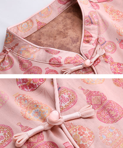 Porcelain Glow Mandarin Cheongsam Top Bottom Set