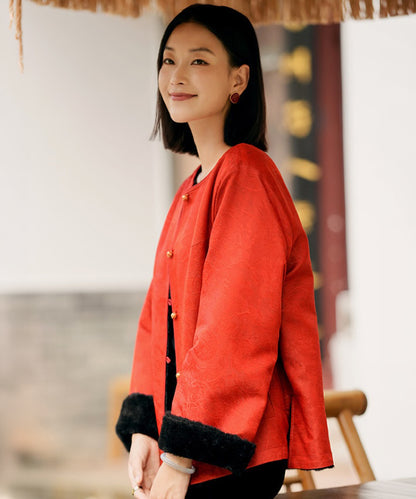 Veste-haut-cheongsam Burnished Rouge
