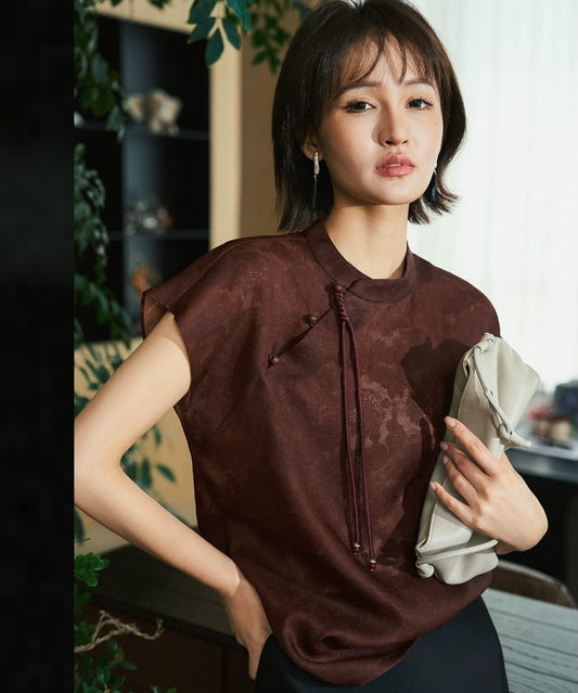 Áo kiểu phương Đông lụa Golden Reverie  