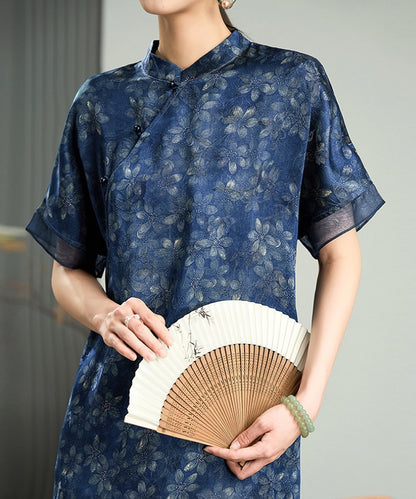 Indigo Blossom Cheongsam Dress