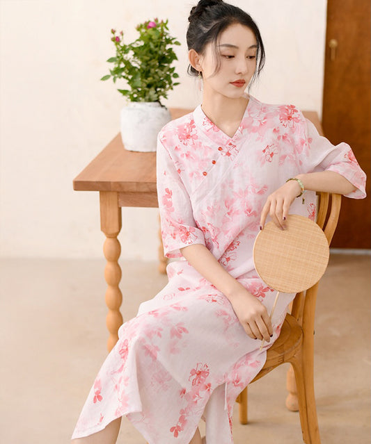 Sakura Mist Flow Cheongsam Dress