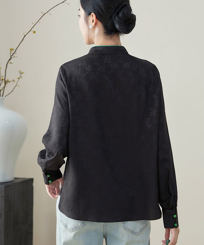 Bamboo Leaf Jacquard Cheongsam Shirt