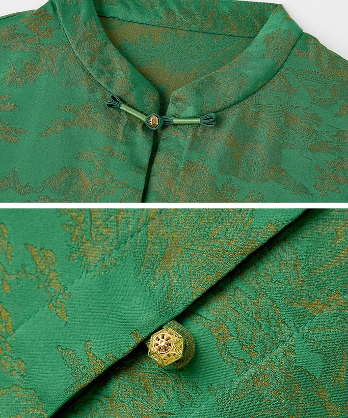 Celeste Cheongsam Top & White Pants Set