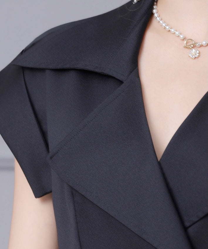 Adrienne Tailored Black Midi Dress