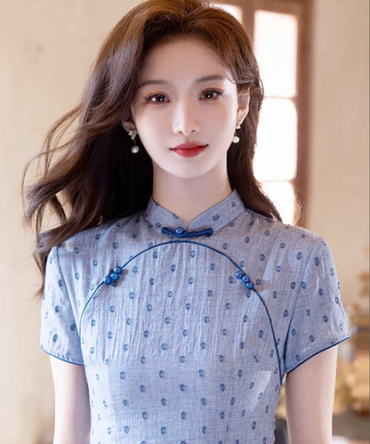 The Sweet Blue Polka Cheongsam